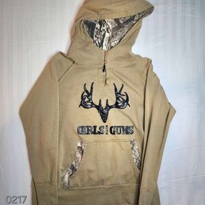Preowned Girls With Guns Camo Hoodie Womens 1X Button Top Embroidered